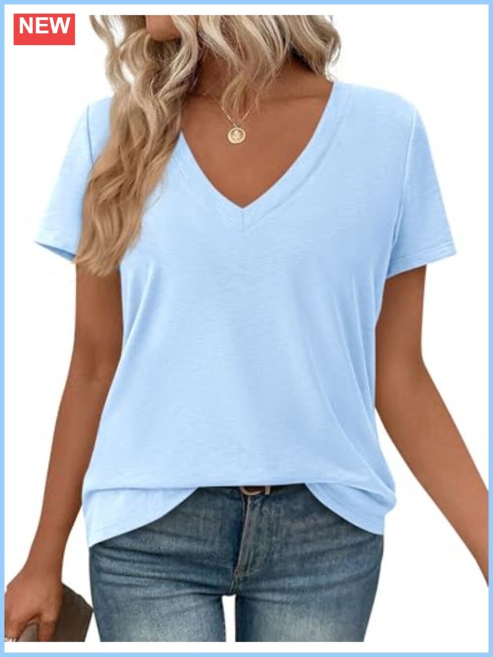 Women's V-Neck Short Sleeve T-Shirt Oversized Casual Lightweight